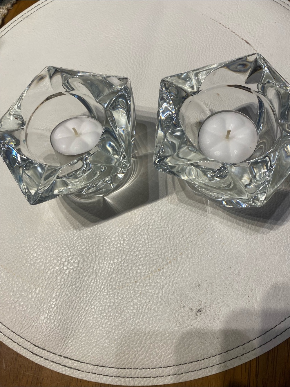 Crystal Glass Tea Light Candle Holders - Clear (Brand )